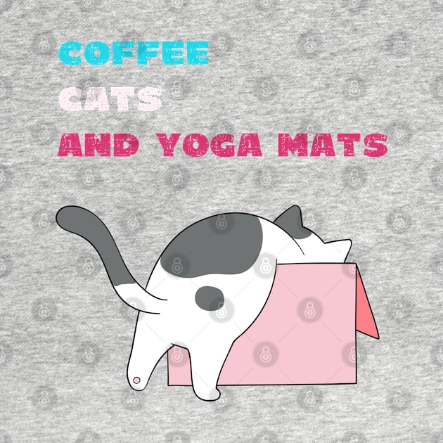 Coffee cats and yoga mats funny yoga and cat drawing by Red Yoga